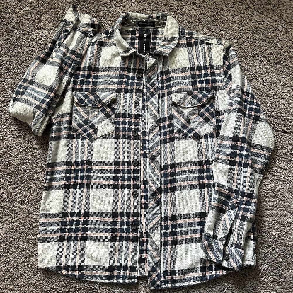 Billabong Men's Medium Button Up Plaid Flannel Long Sleeve Skater Grunge Shirt
